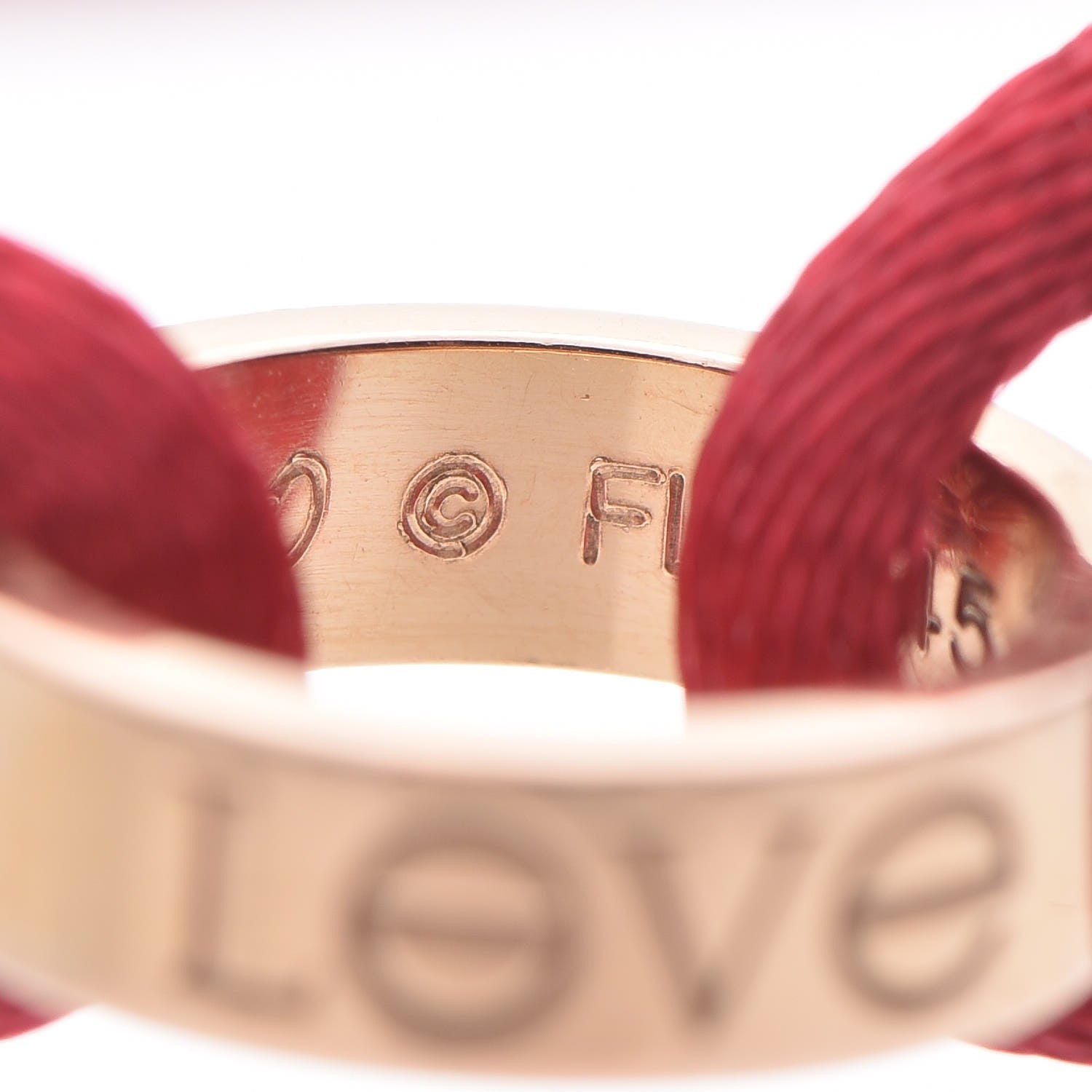 Cartier 18K Pink Gold LOVE Adjustable Cord Bracelet Red 5 of 9