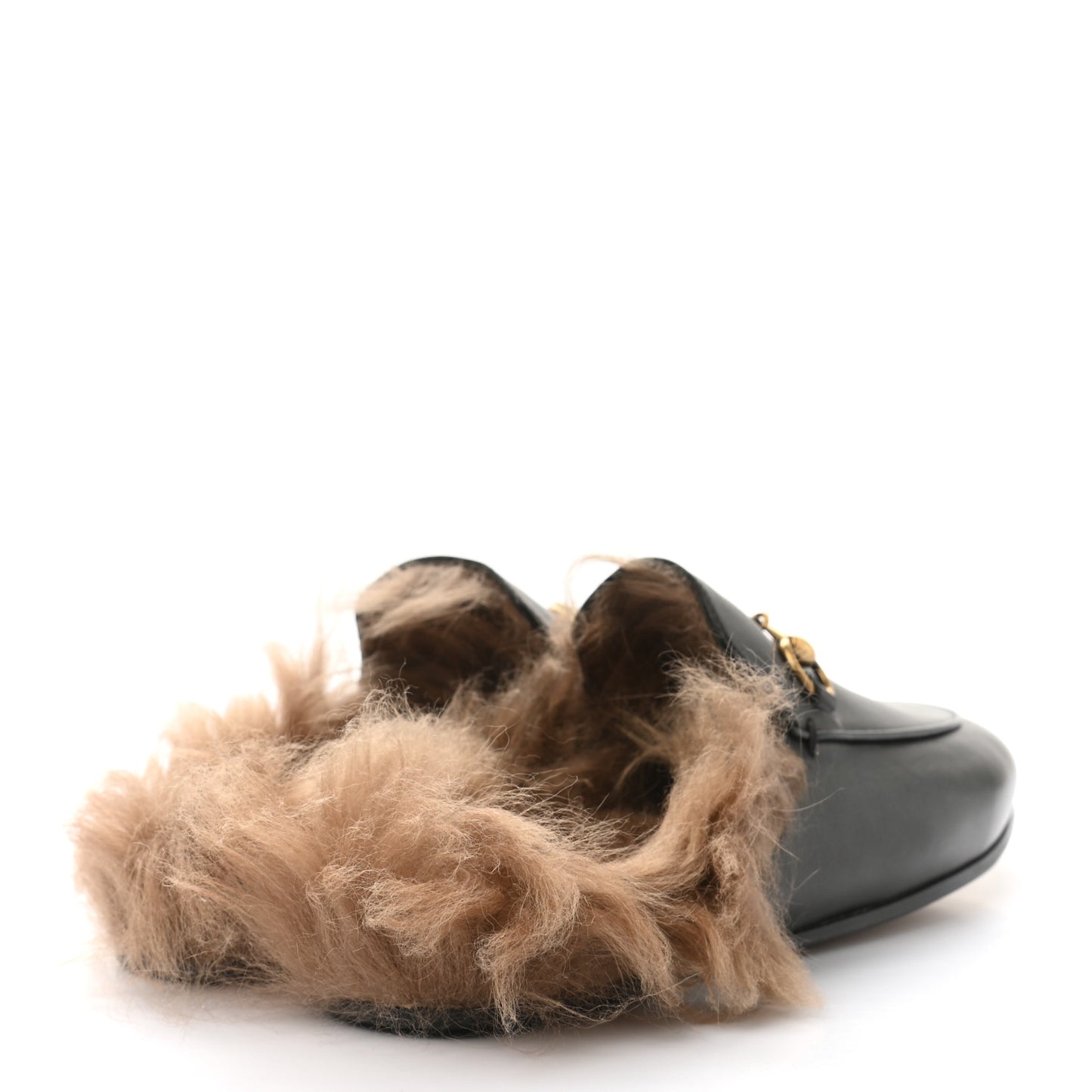 Calfskin Fur Womens Princetown Slippers 37.5 Black