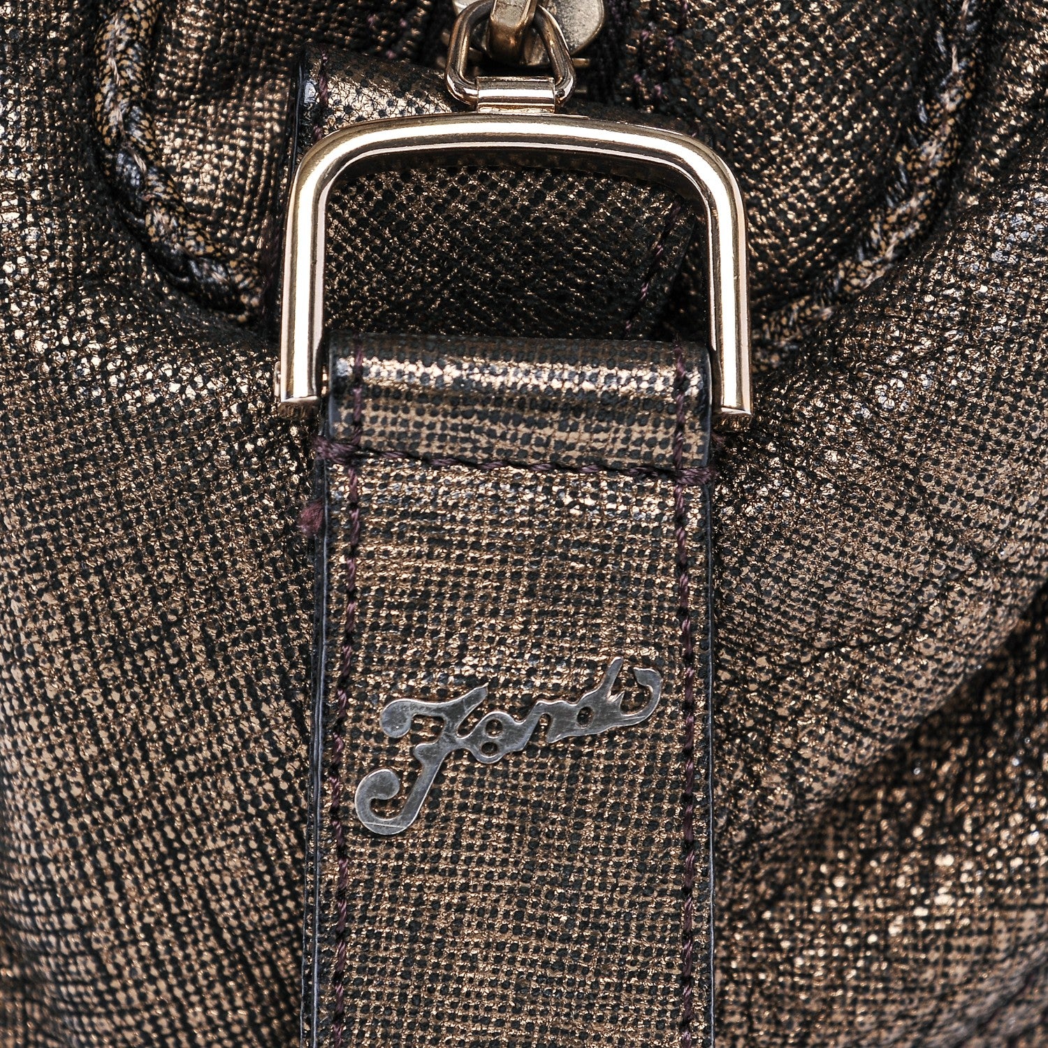 Fendi Zucca Goatskin Spy Bowler Tobacco Bronzo 5 of 10