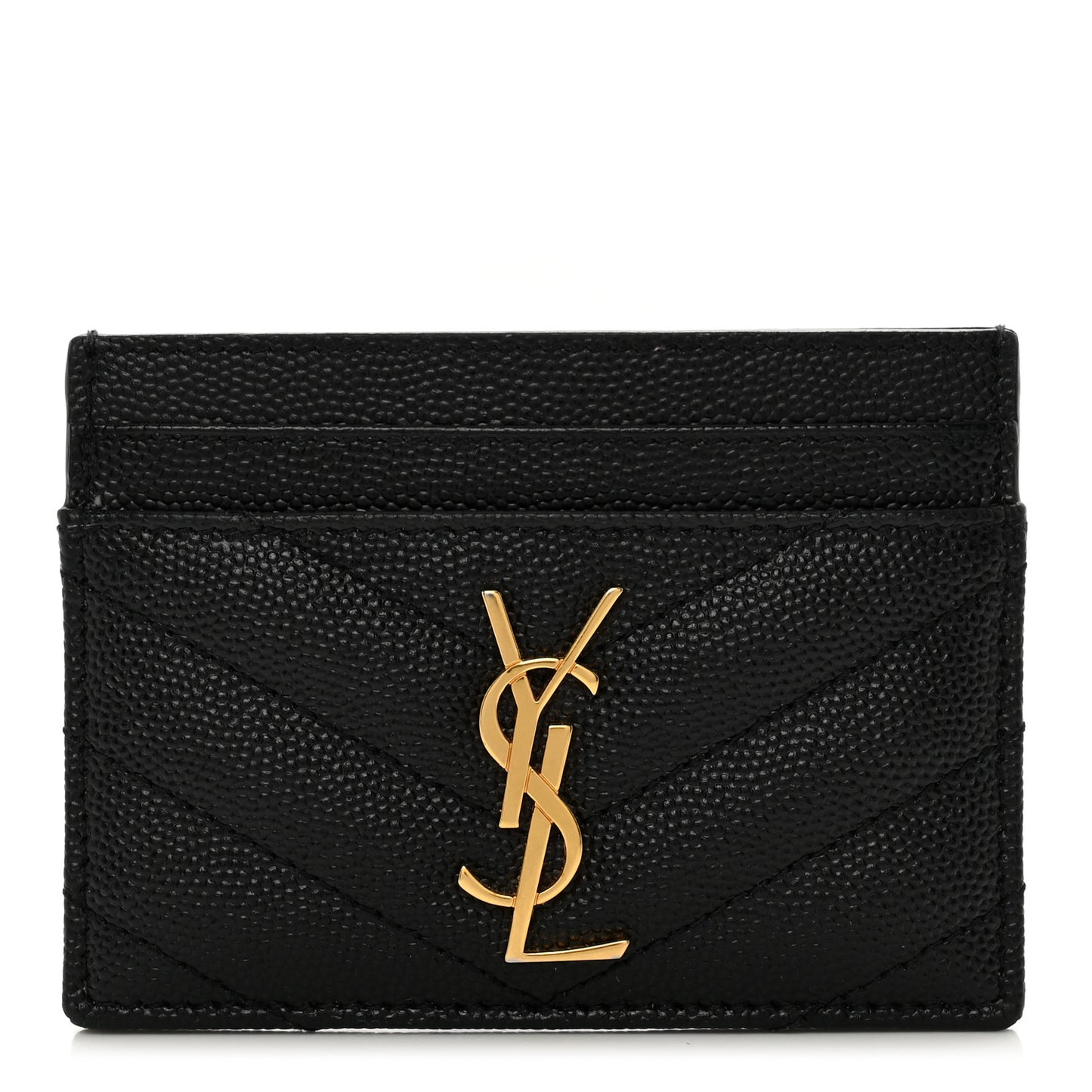 Grain De Poudre Matelasse Chevron Monogram Credit Card Case Black
