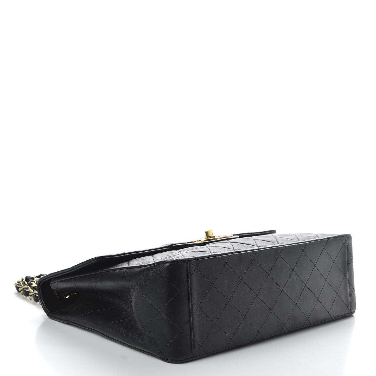 Lambskin Quilted XL Jumbo Single Flap Black