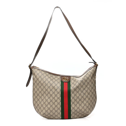 Gucci GG Supreme Monogram Web Ophidia Half Moon Hobo Brown 1 of 10