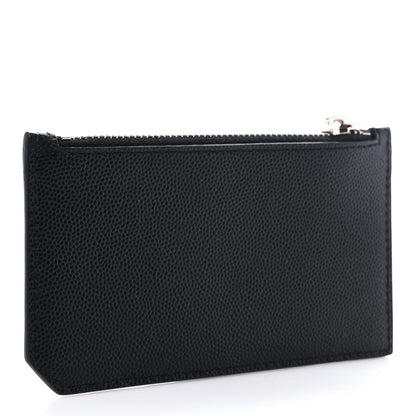 Saint Laurent Grained Calfskin 5 Fragments Zip Pouch Card Holder Black 3 of 8