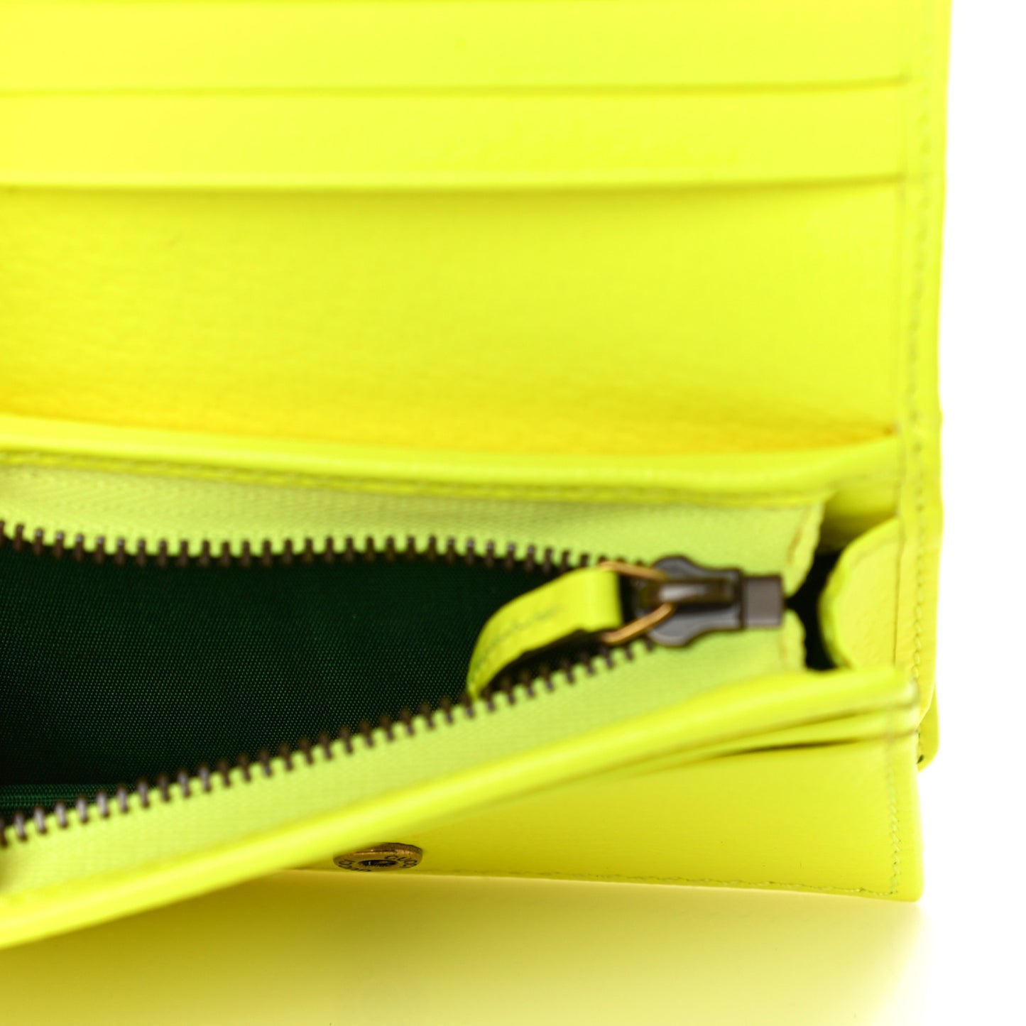 Calfskin Flora Print Zumi Card Case Wallet Yellow Fluo