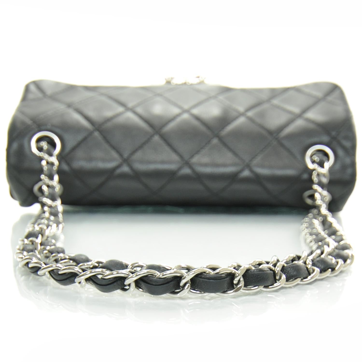 Chanel Leather Quilted Medium Flap Black White 5 of 10
