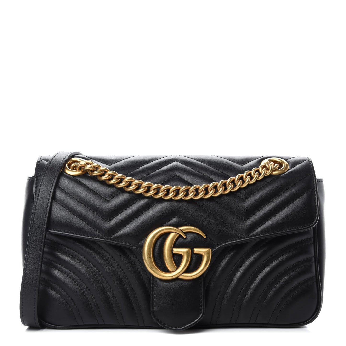 Calfskin Matelasse Small GG Marmont Shoulder Bag Black