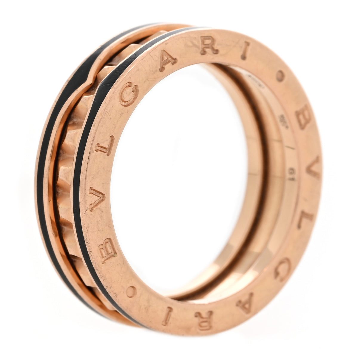 Bulgari 18K Rose Gold Black Ceramic B.Zero1 Rock One-Band Ring 61 9.5 6 of 6