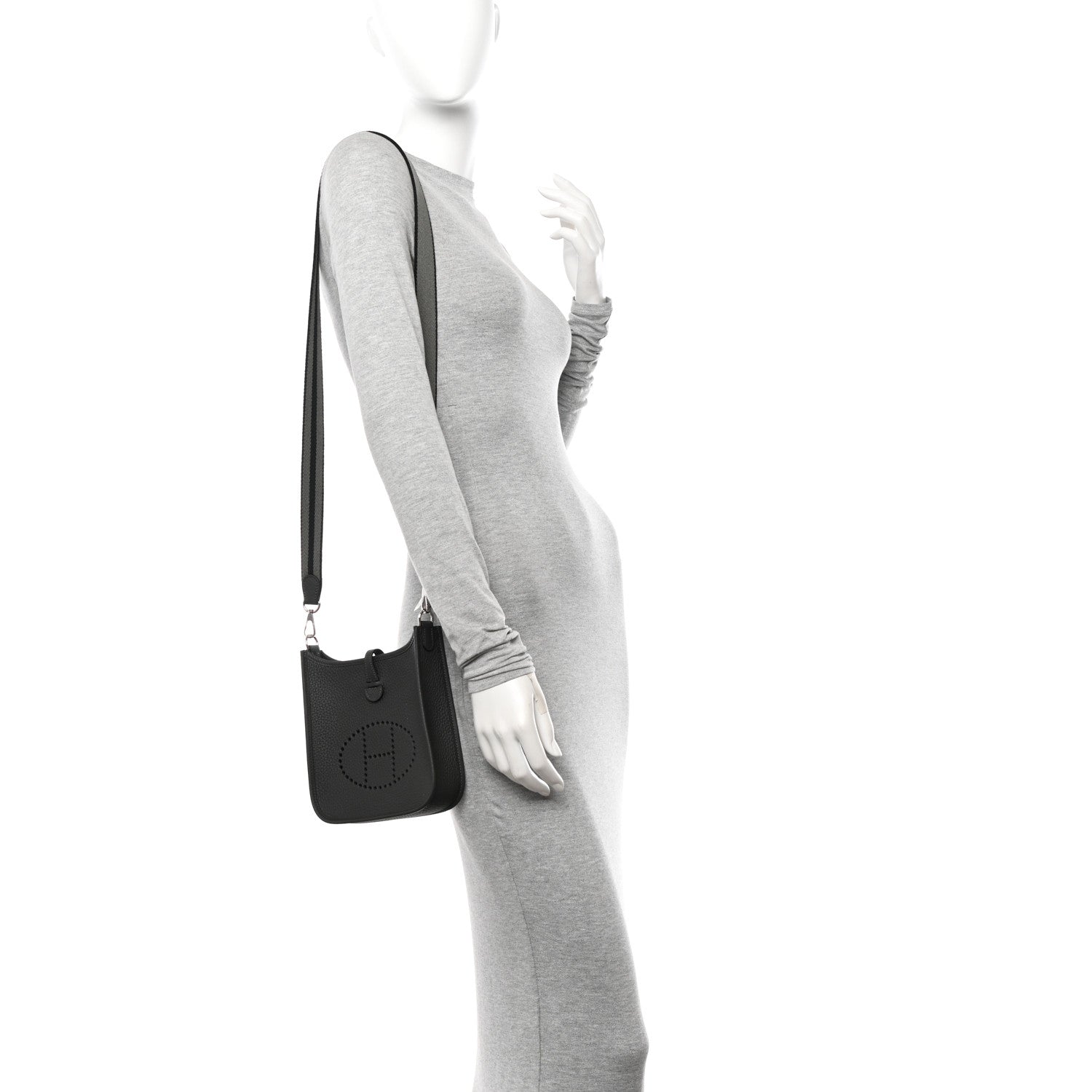 Hermes Taurillon Clemence Amazone Evelyne TPM Gris Meyer Black 2 of 13