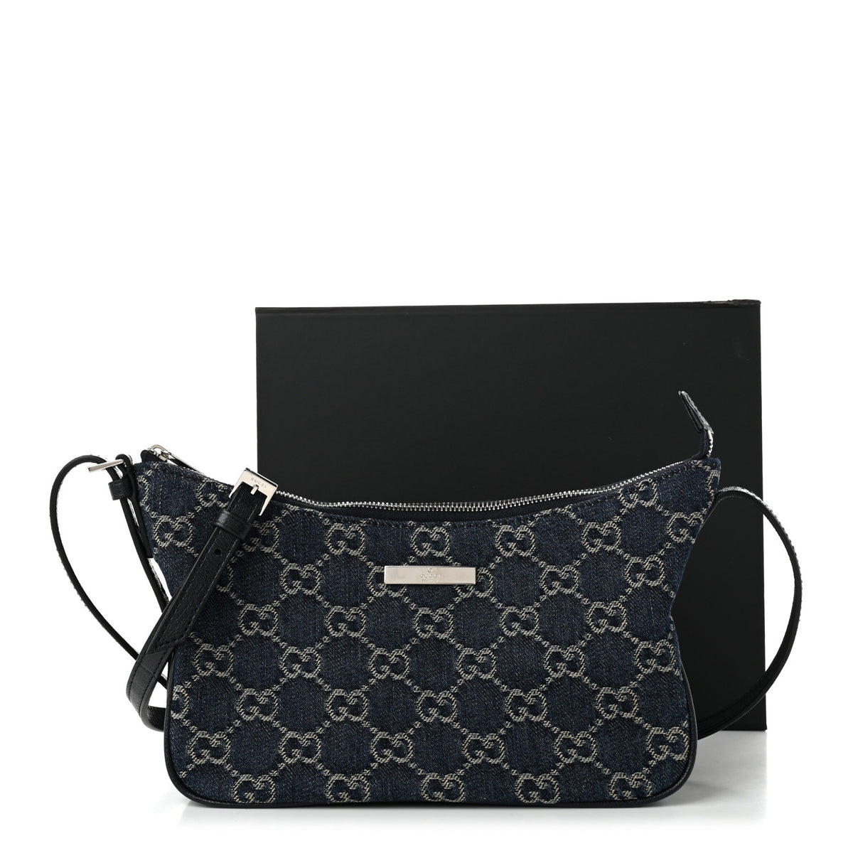 Gucci Washed Denim GG Monogram Lady Lunetta Small Shoulder Bag  Dark Blue 10 of 10