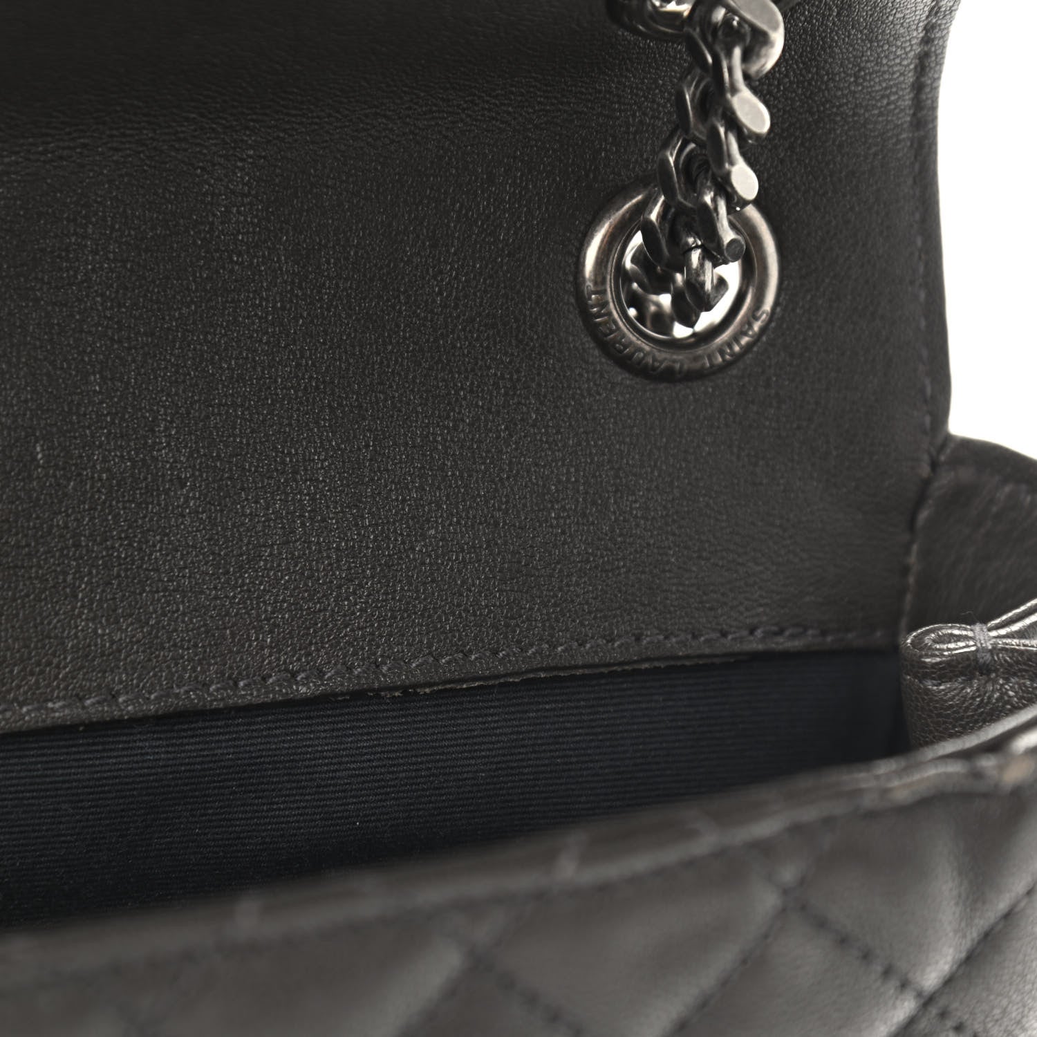 Saint Laurent Sheepskin Tri-Quilt Monogram Medium College Bag Coal 8 of 10