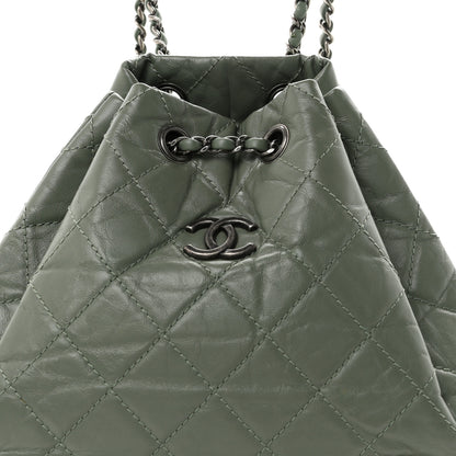 Chanel Aged Calfskin Quilted Small Gabrielle Backpack Green 7 of 9