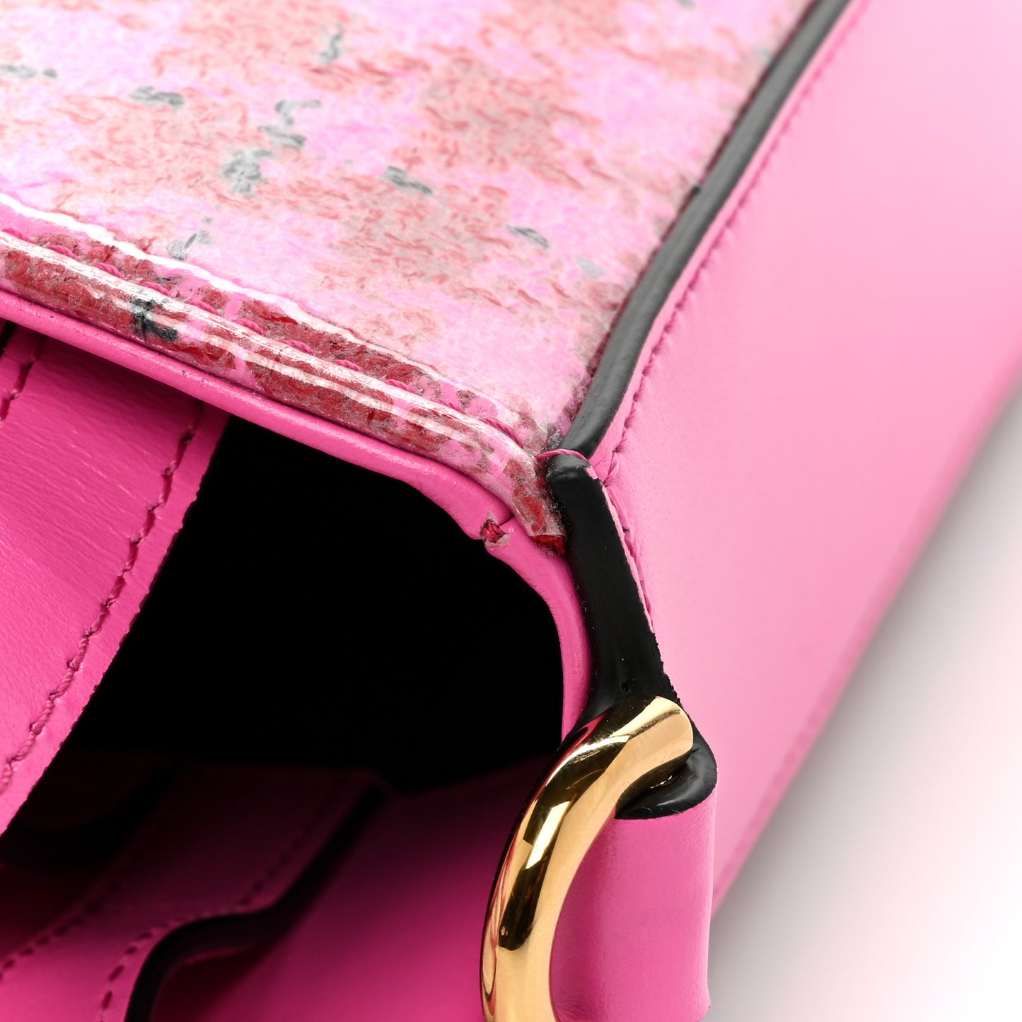 Calfskin Tweed Vinyl Medusa Small Top Handle Crossbody Bag Pink