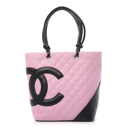 Chanel Calfskin Quilted Medium Cambon Tote Pink Black 1 of 12