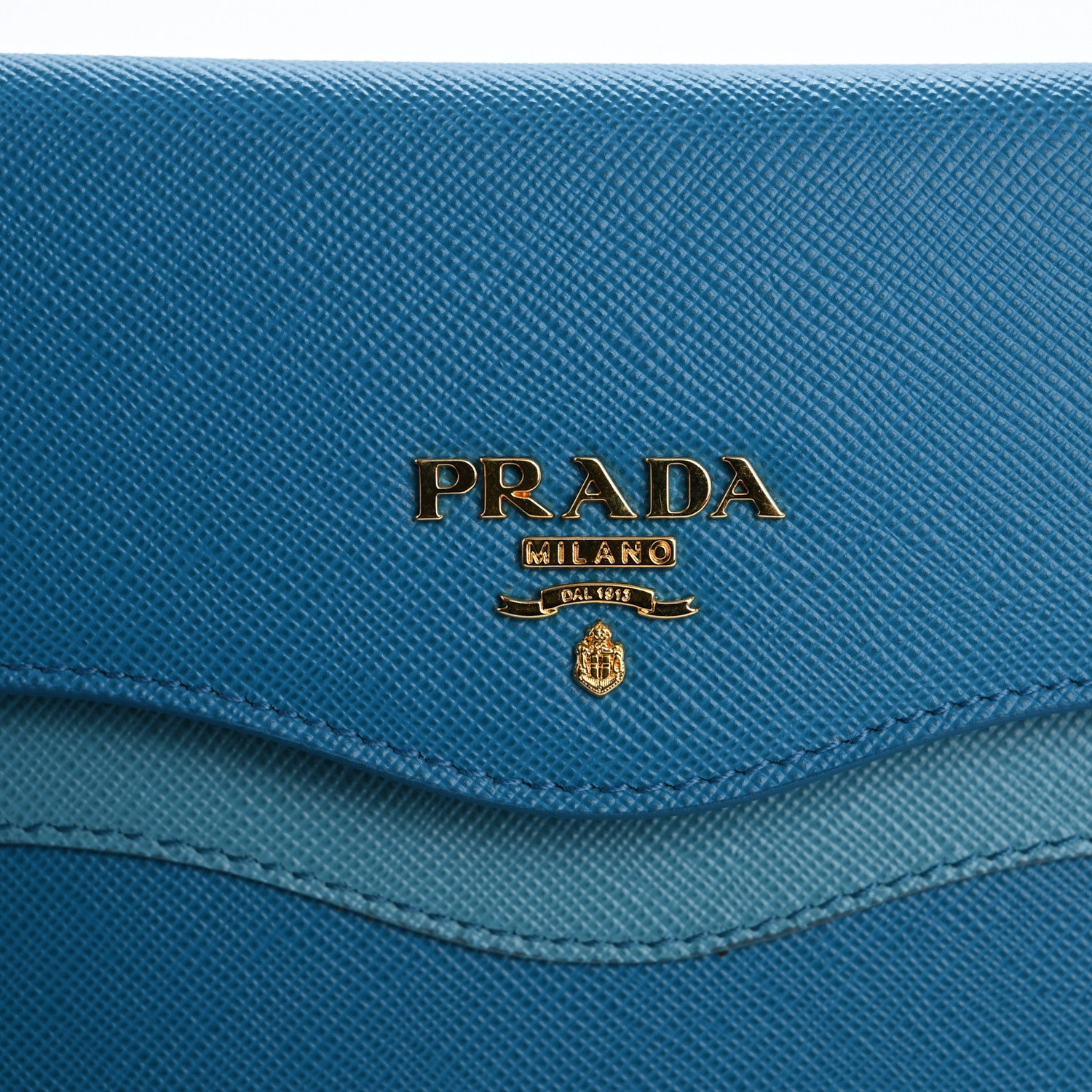 Prada Saffiano Wave Flat Flap Wallet Celeste Voyage 11 of 12