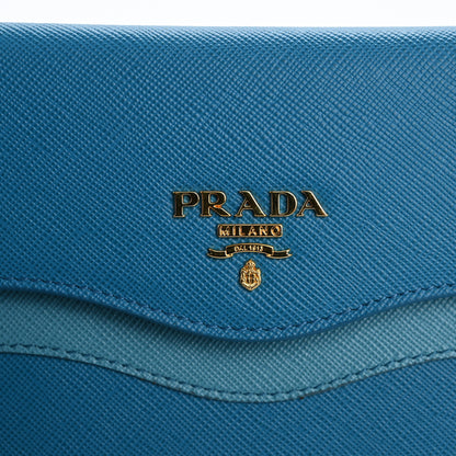 Prada Saffiano Wave Flat Flap Wallet Celeste Voyage 11 of 12