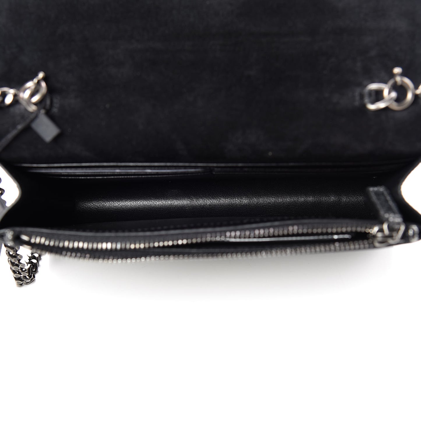 Metallic Suede Star 3D Monogram Tassel Chain Wallet Acciaio Black