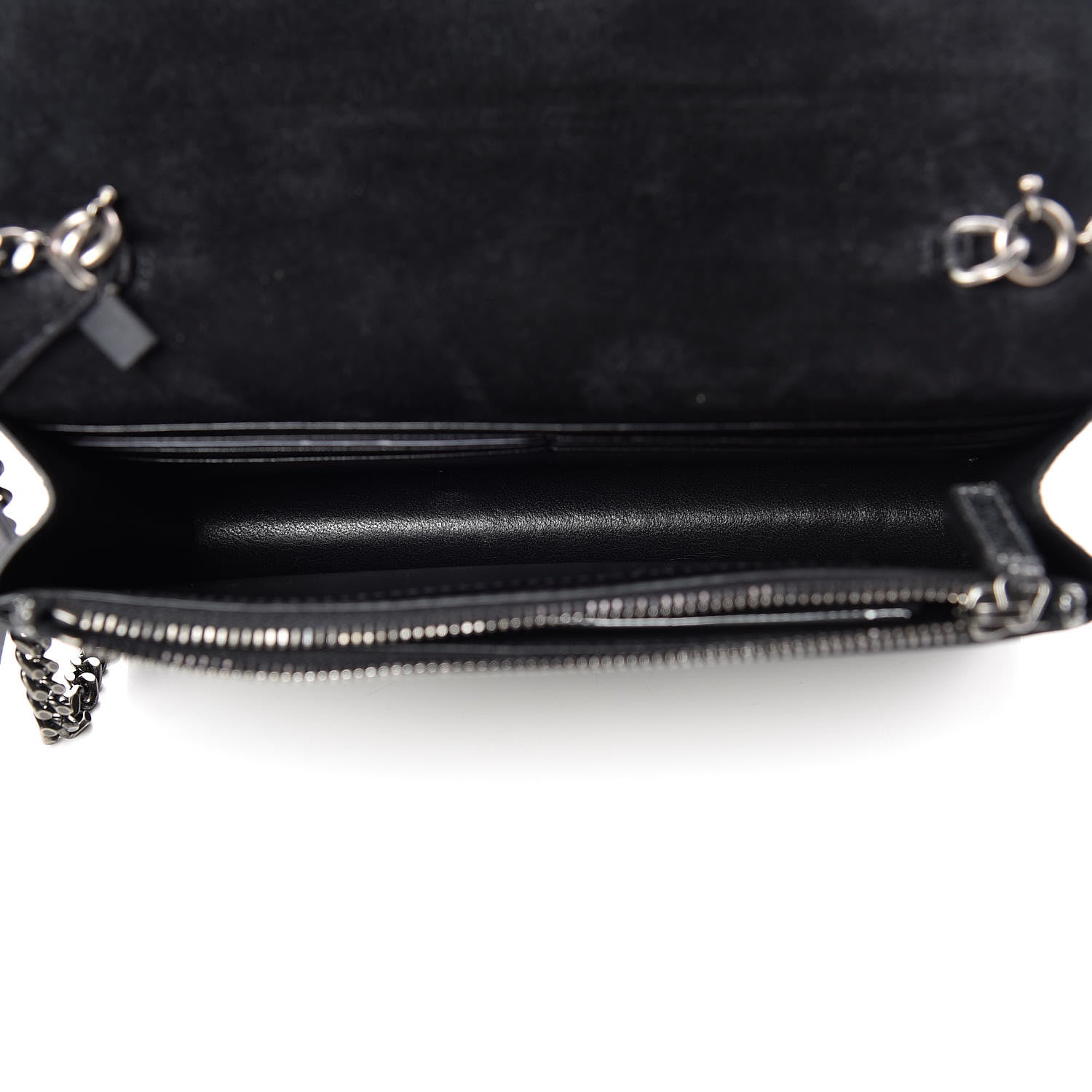 Saint Laurent Metallic Suede Star 3D Monogram Tassel Chain Wallet Acciaio Black 7 of 9