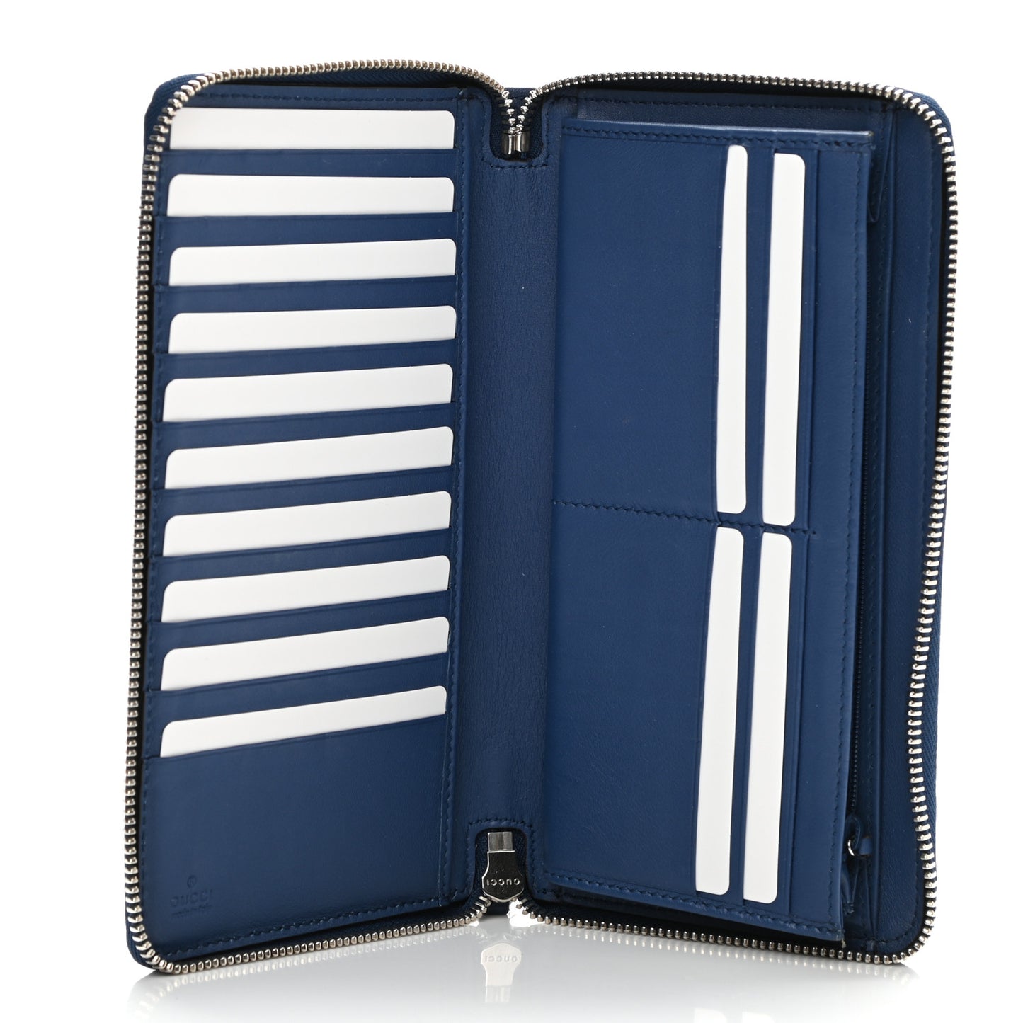 Microguccissima Zip Around Organizer Wallet Deep Cobalt