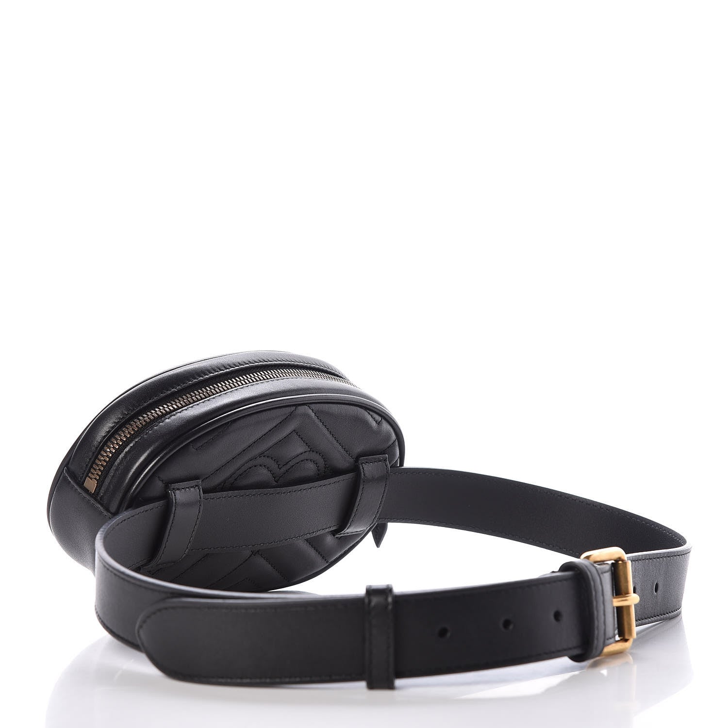 Gucci Calfskin Matelasse GG Marmont Belt Bag 85 34 Black 3 of 10