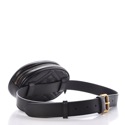 Gucci Calfskin Matelasse GG Marmont Belt Bag 85 34 Black 3 of 10