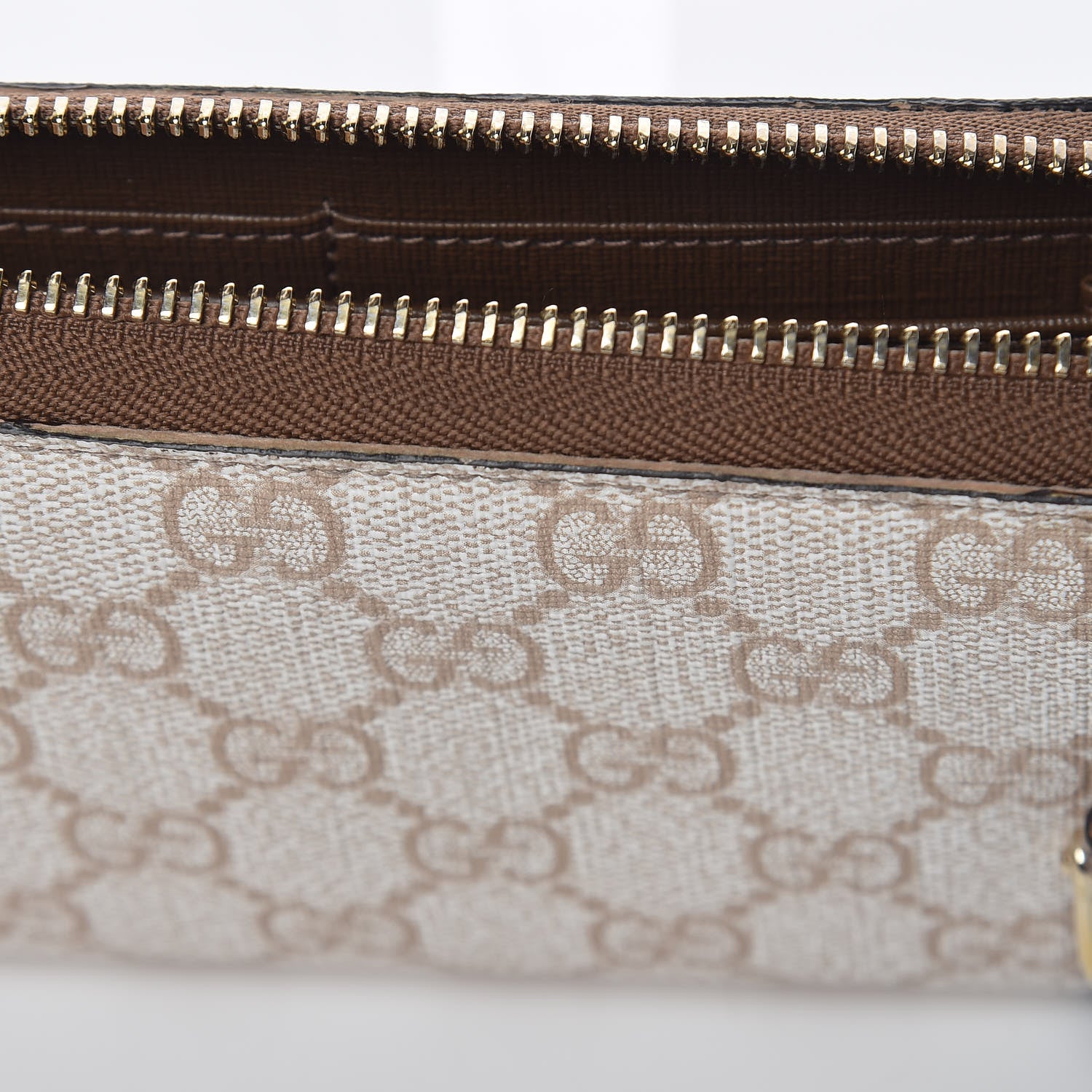 Gucci GG Supreme Monogram Calfskin Nice Zip Around Wallet New Mystic White Beige Brown 14 of 17