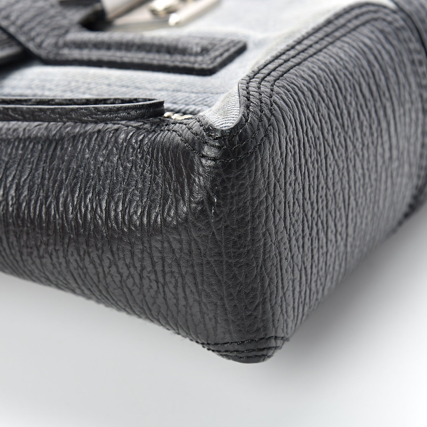 3.1 Textured Calfskin Denim Mini Pashli Satchel Black
