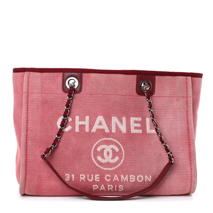 Chanel Canvas Small Deauville Tote Red 1 of 10