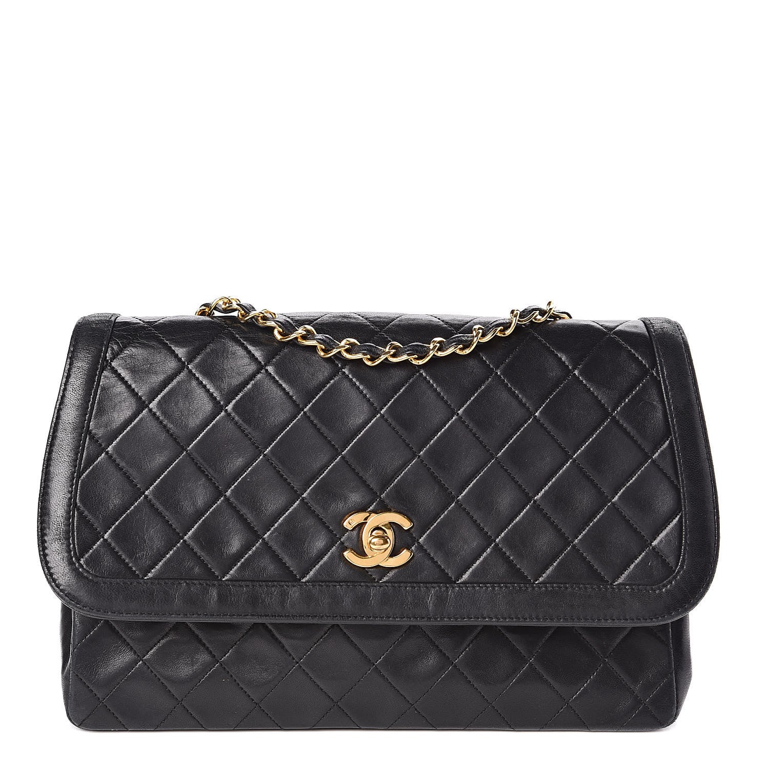Chanel Lambskin Quilted Medium Single Flap Black 1 of 15