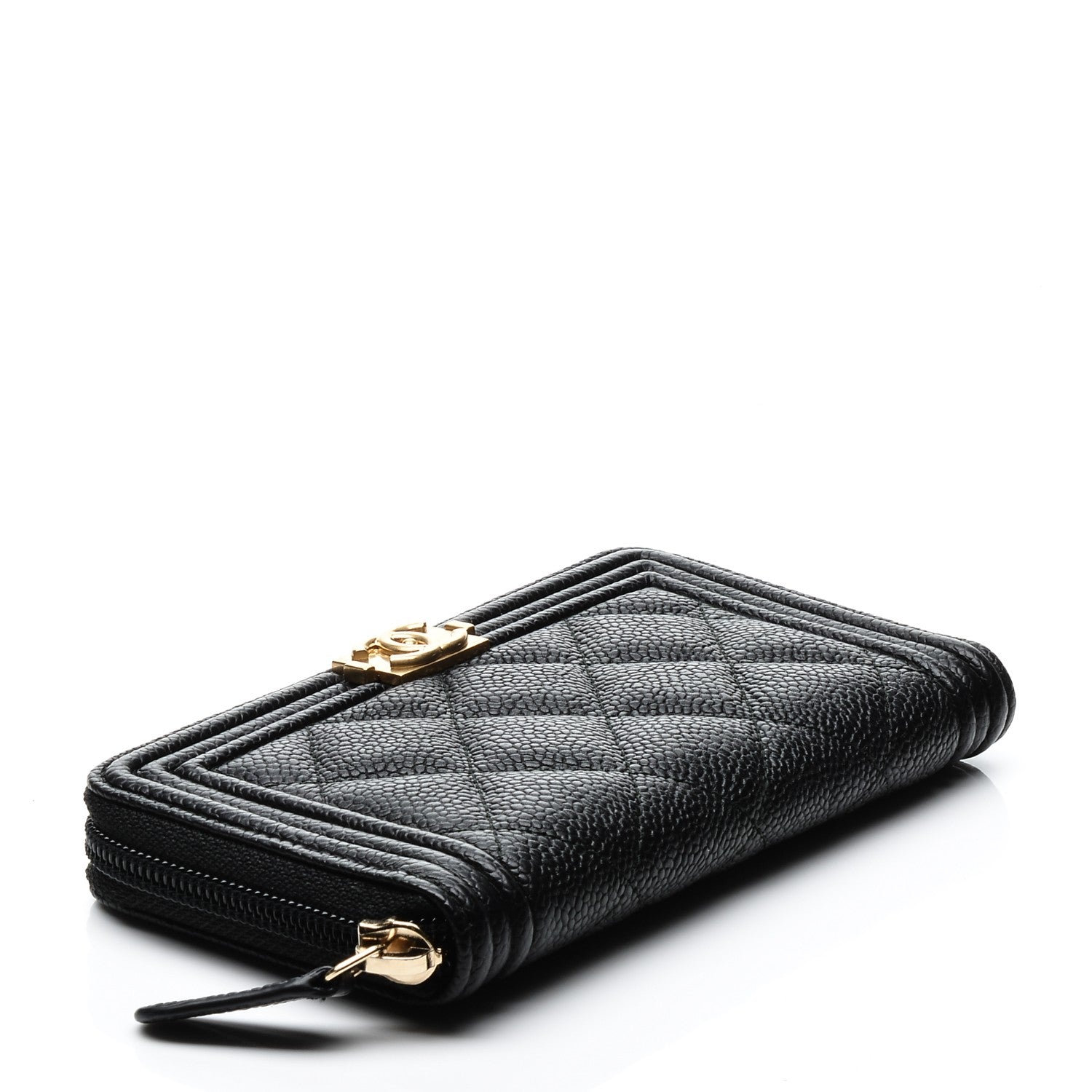 Chanel Caviar Quilted Boy Small Zip Around Wallet Black 4 of 7