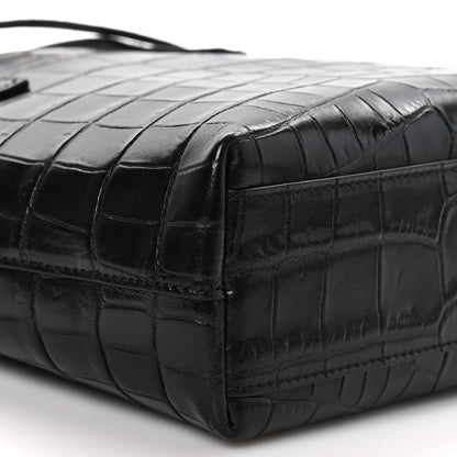 Saint Laurent Calfskin Crocodile Embossed Paris Mini Toy Shopper Tote Black 9 of 10