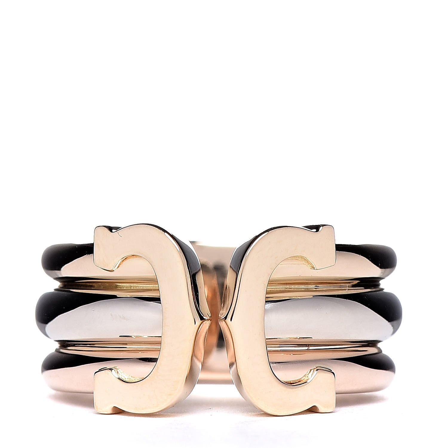 Cartier 18K Pink Yellow White Gold C De Ring 52 6 1 of 4