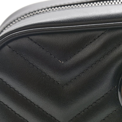 Gucci Calfskin Matelasse Monochrome Small GG Marmont Chain Shoulder Bag Black 10 of 12