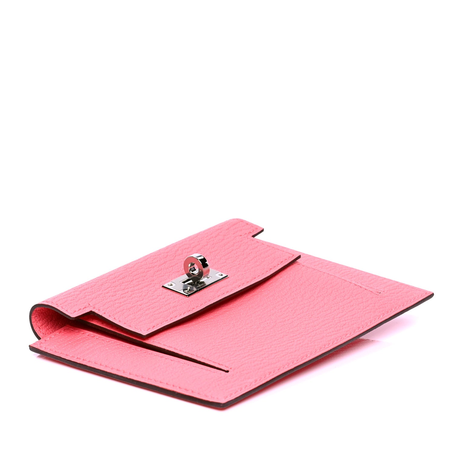 Hermes Chevre Mysore Kelly Pocket Compact Wallet Rose Ete 3 of 4