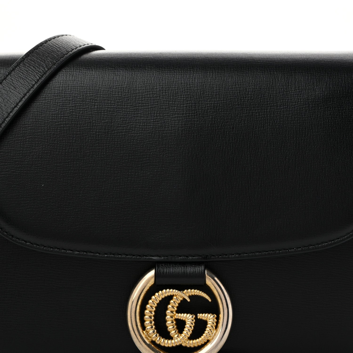 Gucci Textured Calfskin Small Torchon GG Ring Shoulder Bag Black 8 of 13