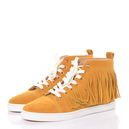 Christian Louboutin Suede Frangine Crosta Flat Sneakers 37.5 Full Moon 3 of 16