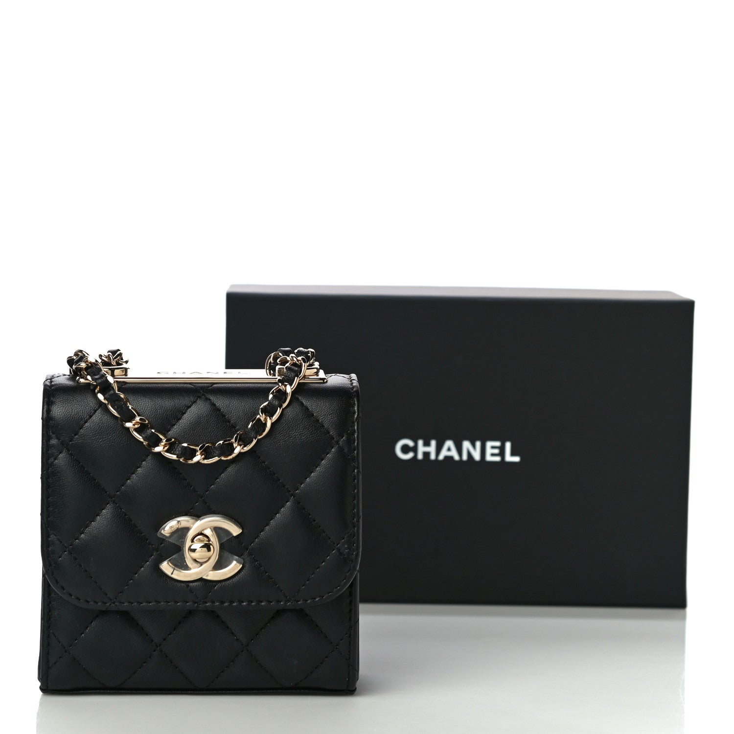 Chanel Lambskin Quilted Mini Trendy CC Clutch With Chain Black 11 of 11