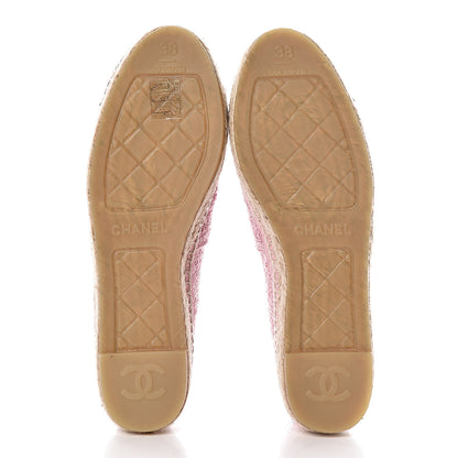 Chanel Tweed Patent CC Espadrilles 38 Pink Black 5 of 11