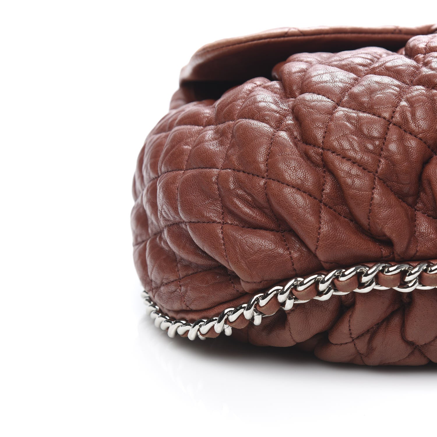 Chanel Washed Lambskin Quilted Medium Chain Around Messenger Brown 8 of 10