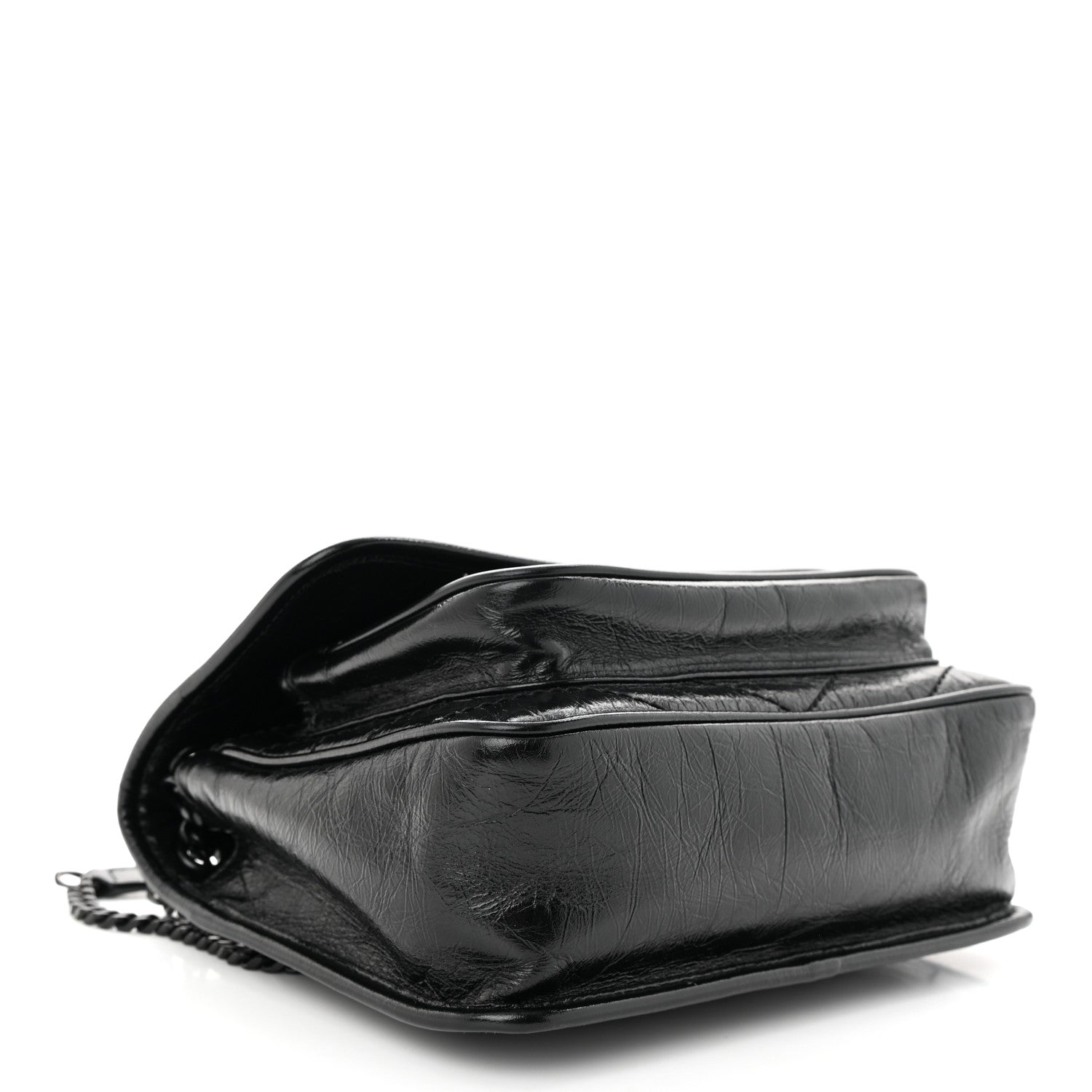 Saint Laurent Crinkled Calfskin Matelasse Monogram Baby Niki Chain Satchel Black 4 of 11