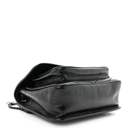 Saint Laurent Crinkled Calfskin Matelasse Monogram Baby Niki Chain Satchel Black 4 of 11