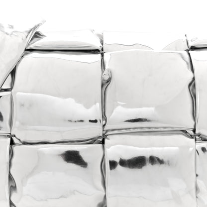 Bottega Veneta Metallic Lambskin Maxi Intrecciato Padded The Belt Cassette Bag Silver 8 of 10