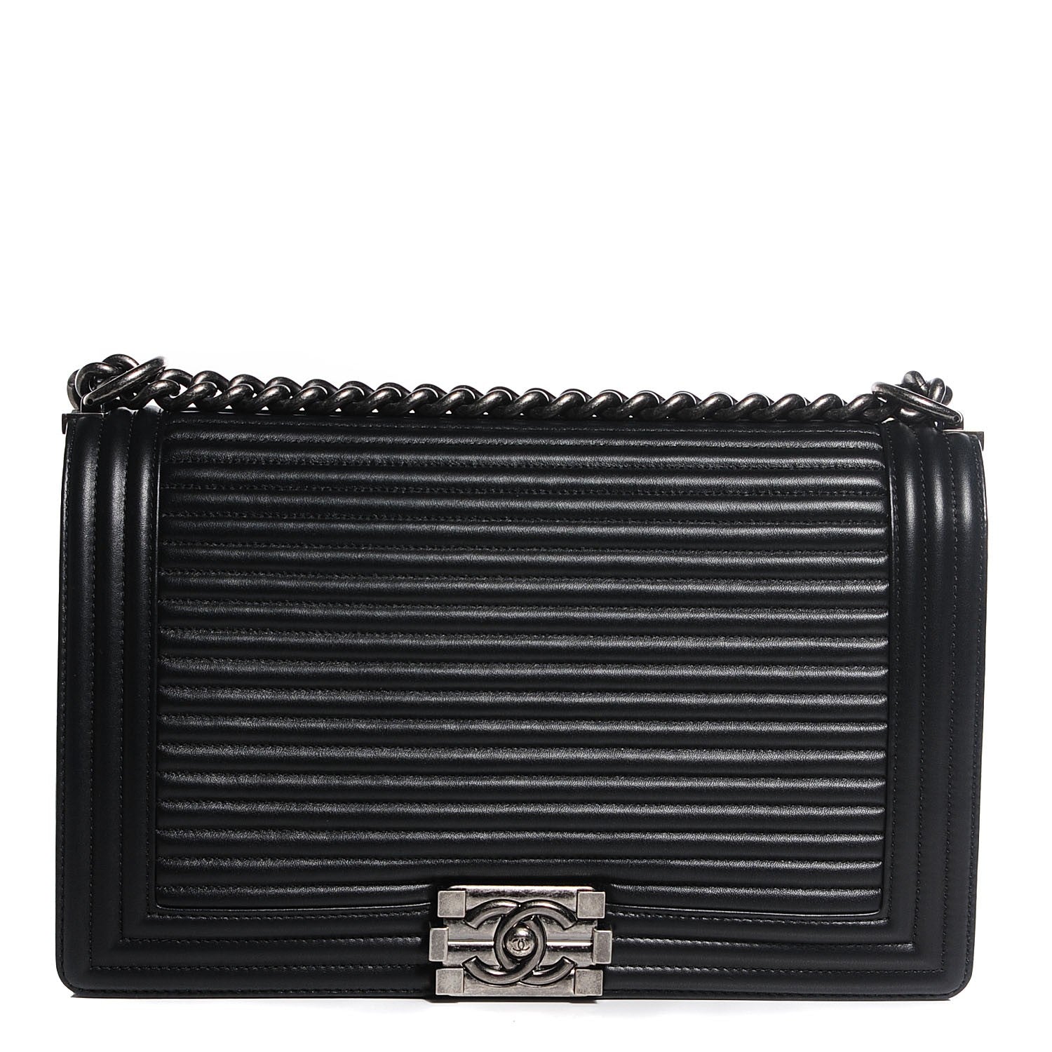 Chanel Calfskin Horizontal Quilted New Medium Boy Flap Black 1 of 9