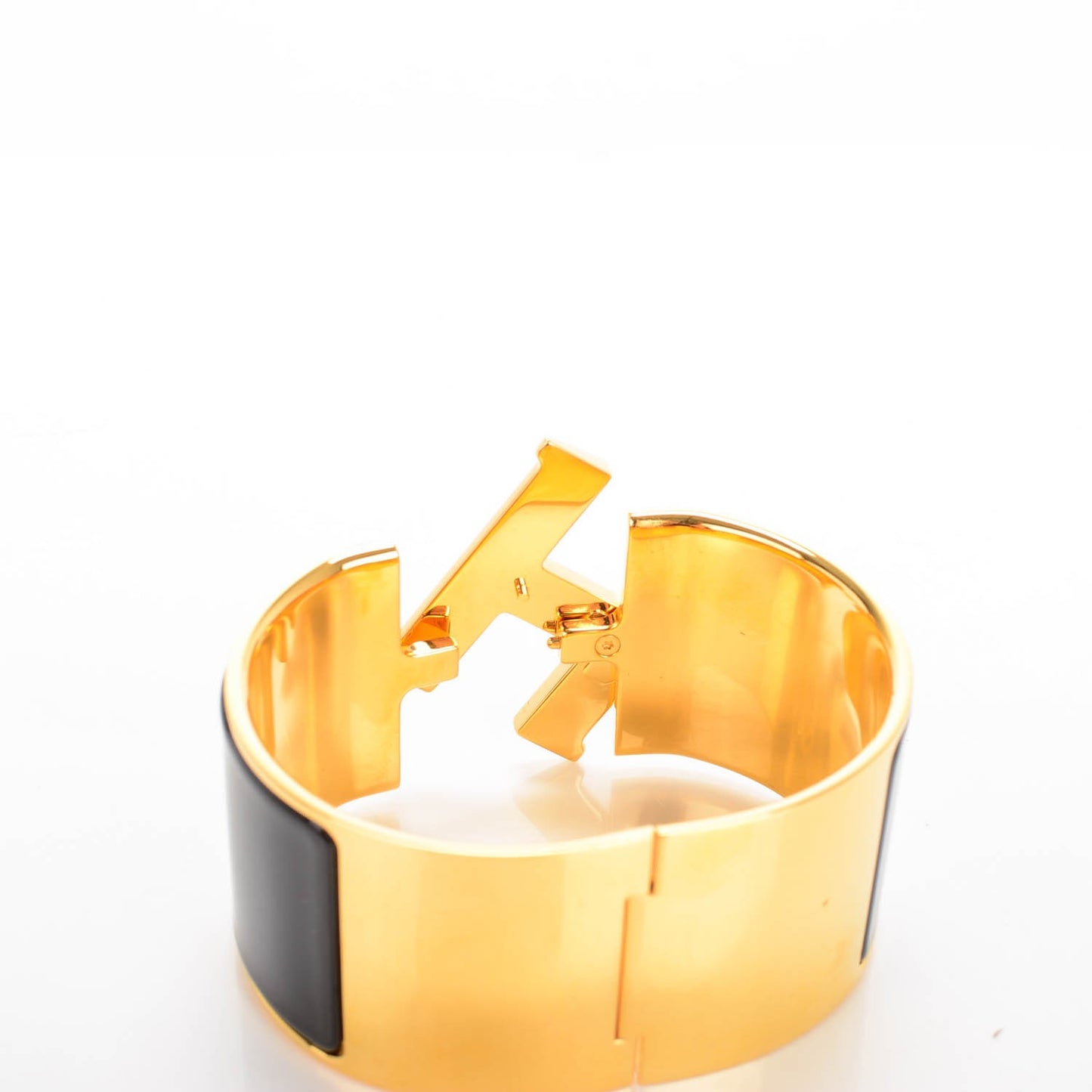 Enamel Extra Wide Clic Clac H Bracelet GM Black