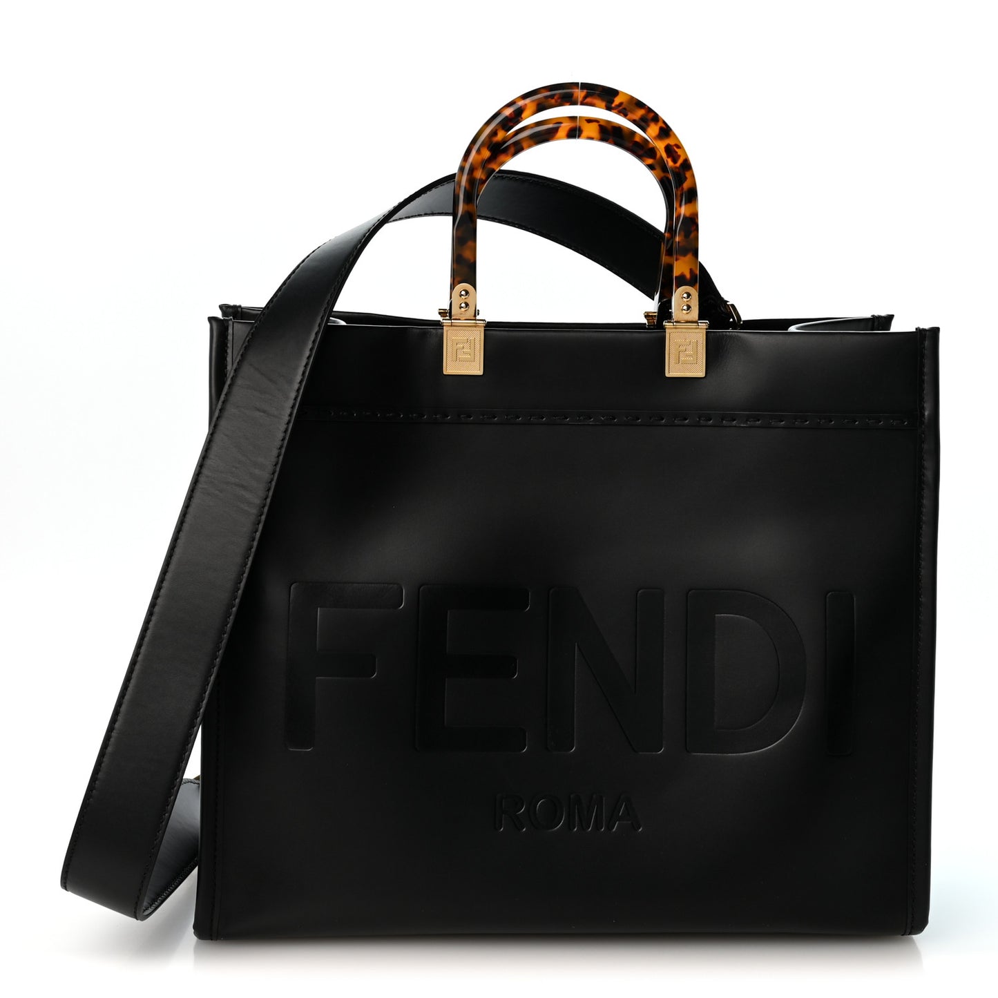 Vitello King Plexiglass Medium Fendi Sunshine Shopper Tote Black