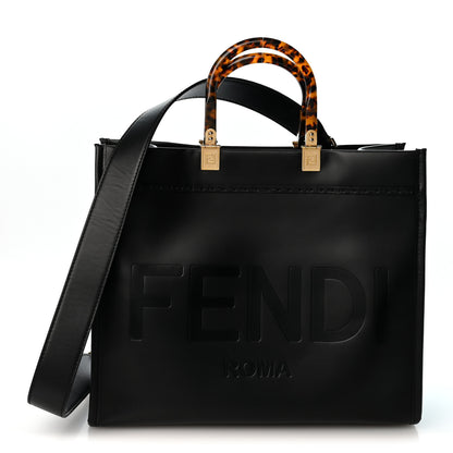 Fendi Vitello King Plexiglass Medium Fendi Sunshine Shopper Tote Black 1 of 14