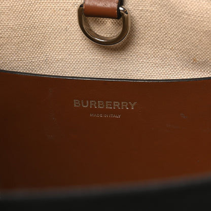 Burberry Canvas Smooth Calfskin Mini Two Tone Freya Tote Black Tan 6 of 9
