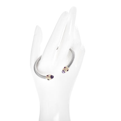 David Yurman Sterling Silver 14K Yellow Gold Amethyst Tourmaline Rhodolite 5mm Cable Renaissance Bracelet 2 of 4