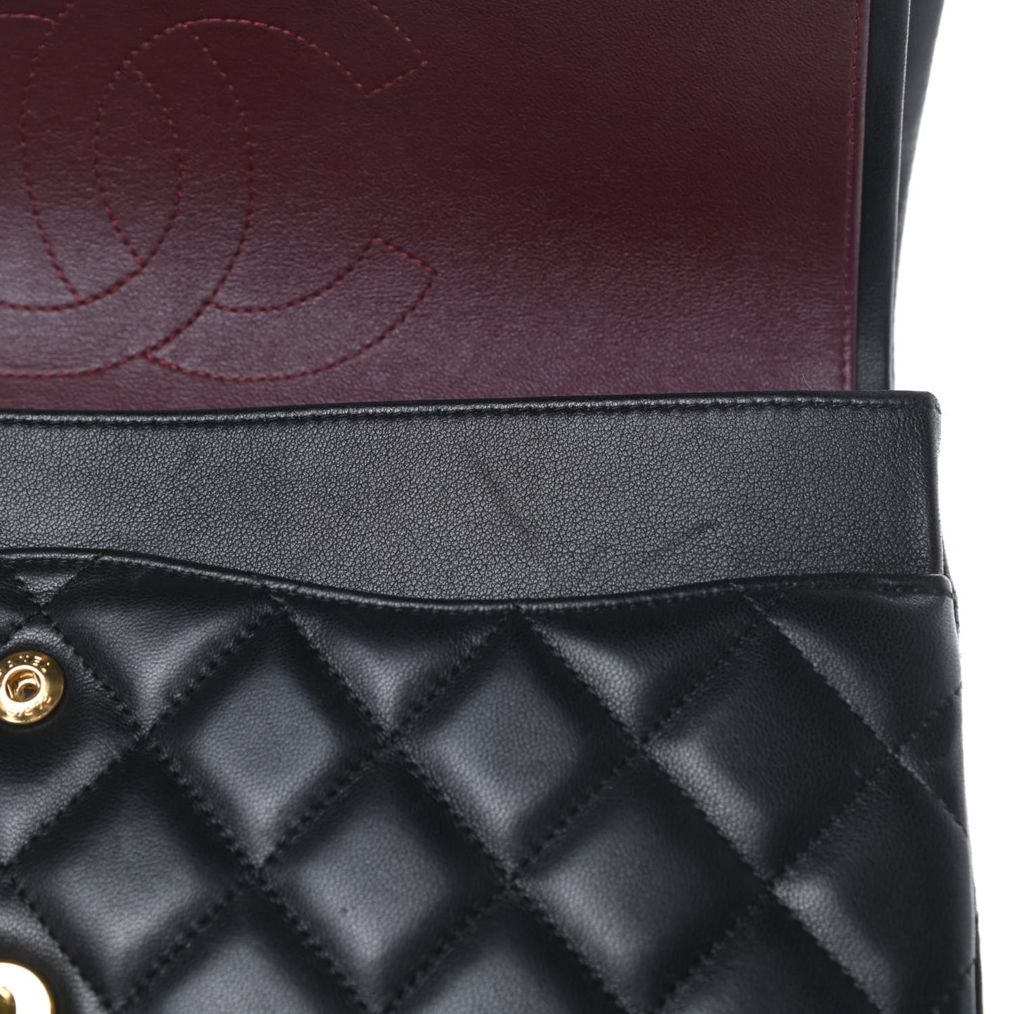 Lambskin Quilted Jumbo Double Flap Black