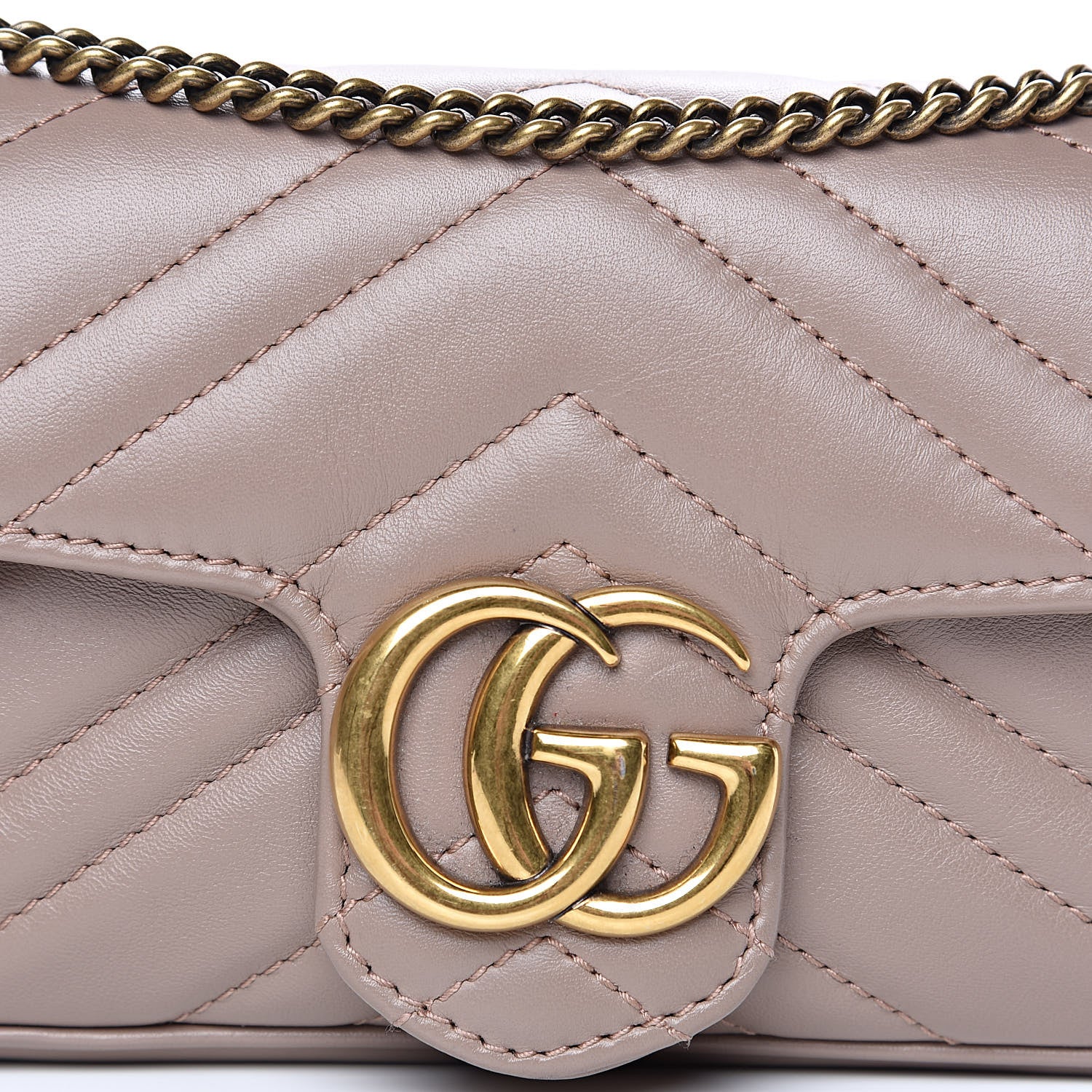 Gucci Calfskin Matelasse Super Mini GG Marmont Shoulder Bag Porcelain Rose 10 of 11