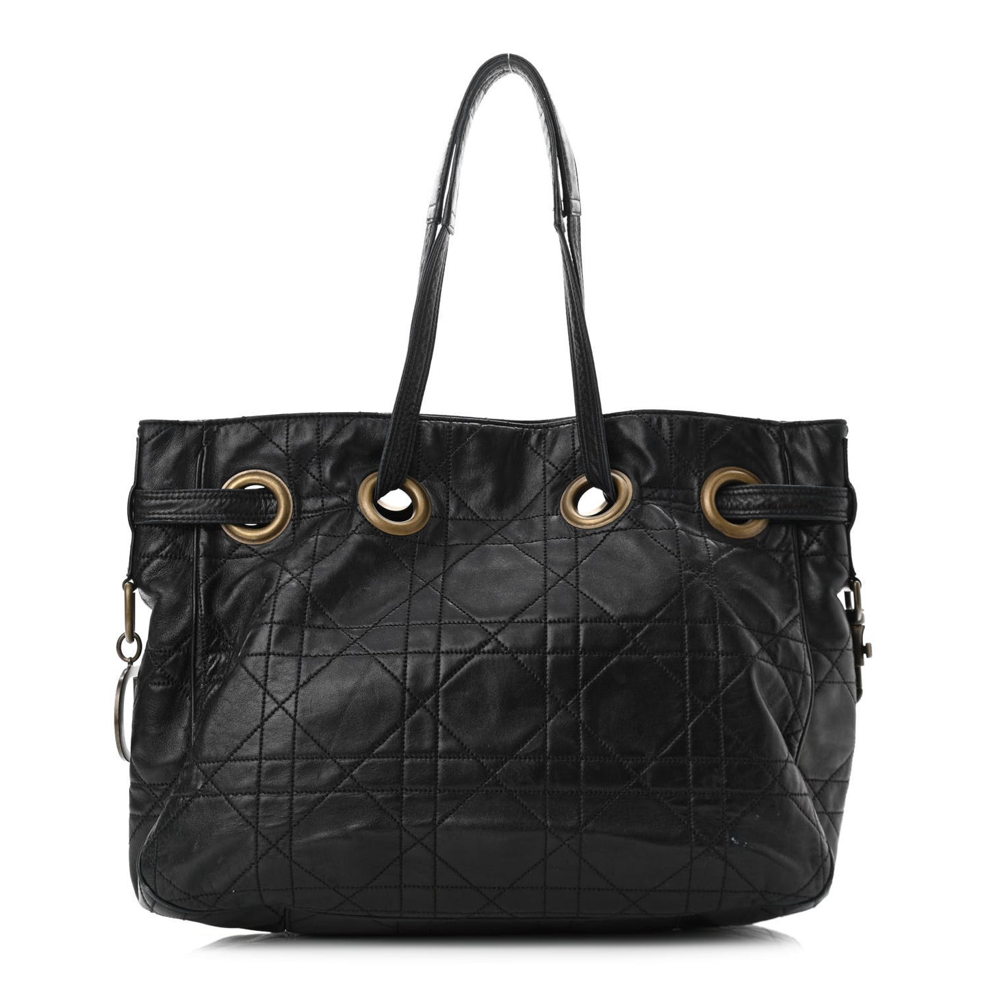 Lambskin Cannage Drawstring Bag Black